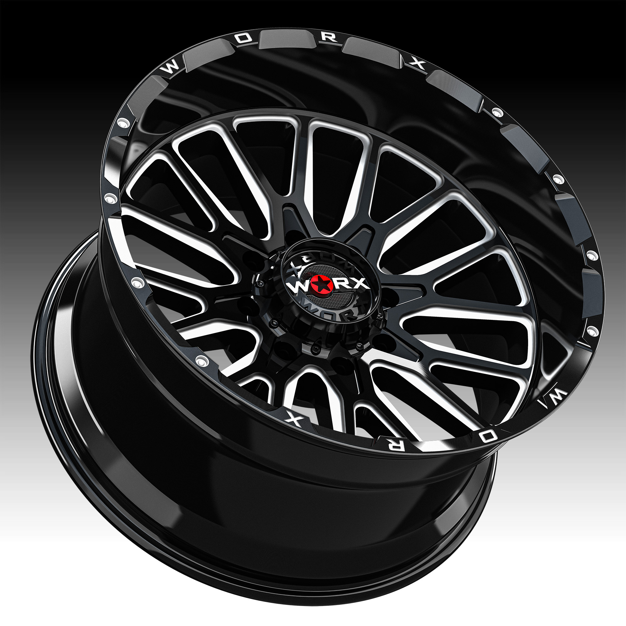 Worx Offroad 818BM Gloss Black Milled Custom Truck Wheels 818BM